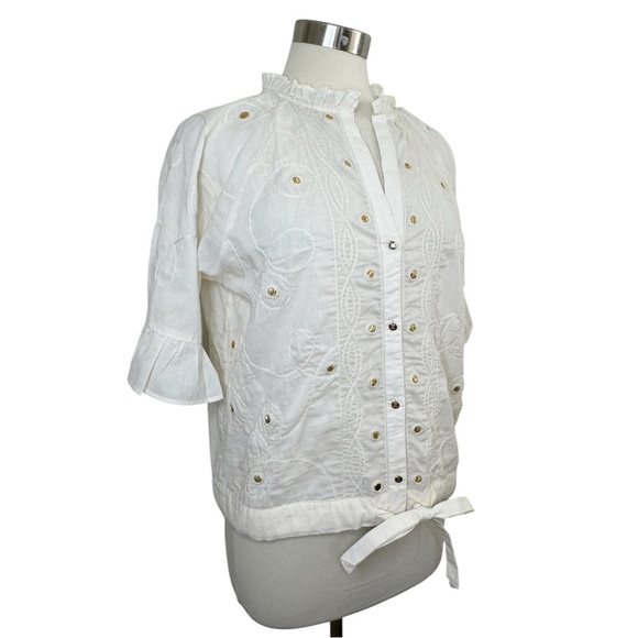 NIKKIE White Blouse with Embroidered Details size 36 (6) - Picture 3 of 9